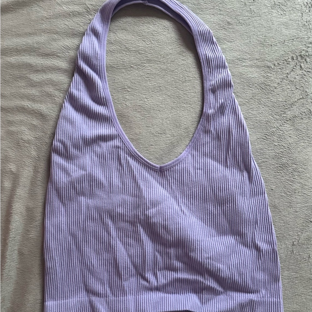 Lilac Ribbed Halter Top